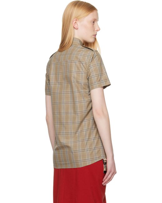 Chemise Ajustée Taupe En Coton À Carreaux Burberry en coloris Multicolor