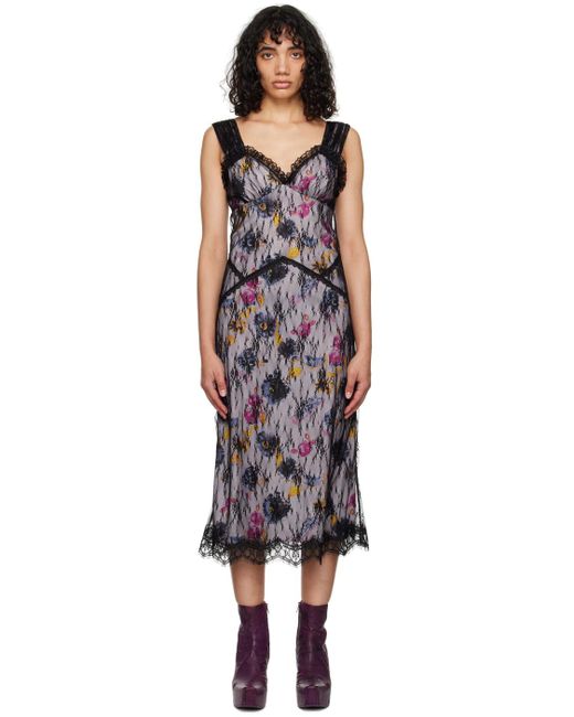 Anna Sui Black Ssense Exclusive Sketch Flower Midi Dress