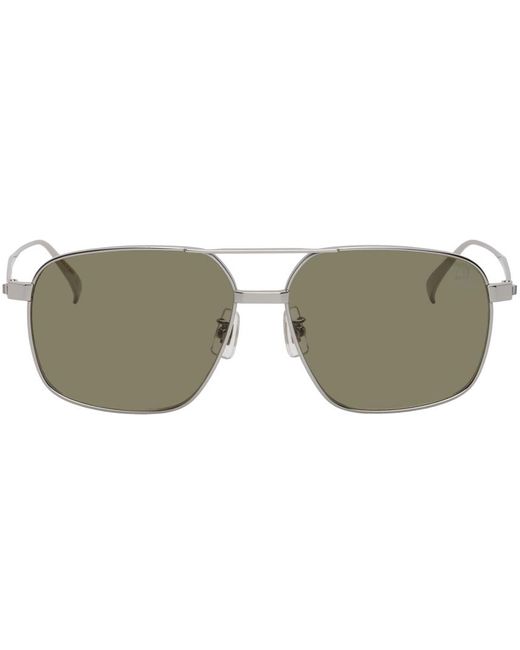 Dunhill Metallic Silver Titanium Aviator Sunglasses for men