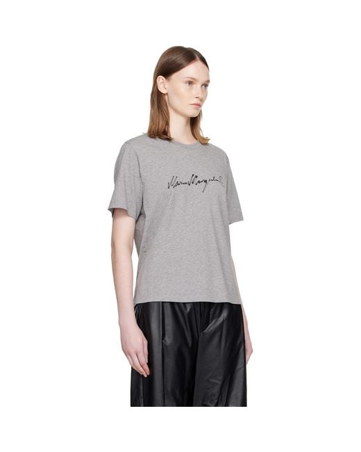 MM6 by Maison Margiela Gray Handwritten-Print Cotton Jersey T-Shirt