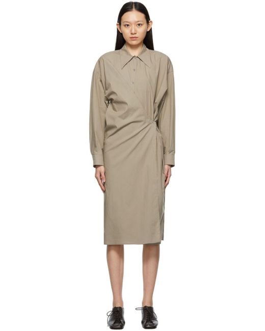 Lemaire Cotton Beige Twisted Dress in Natural - Lyst