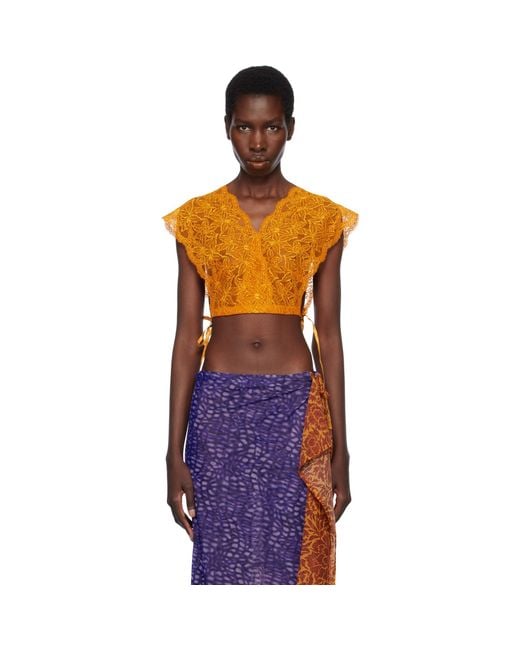 Dries Van Noten Black Lace Crop Top