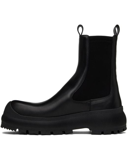 メンズ Jil Sander レザー チェルシーブーツ Black