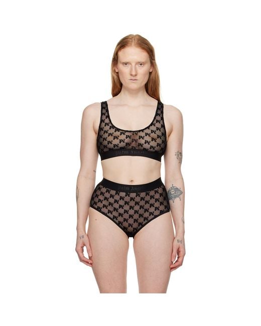 Palm Angels Black Monogram Bra