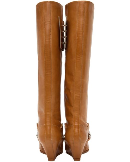 KNWLS Brown Curb Chain Tall Boots
