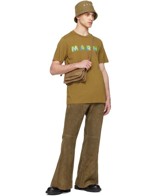 Pantalon brun en cuir à cinq poches Marni pour homme en coloris Brown