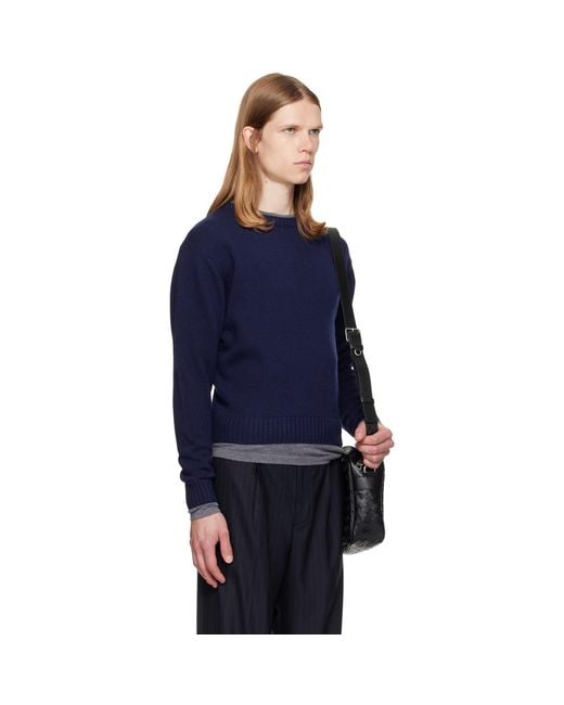 TONYWACK Blue Wool & Silk Layered Sweater for men