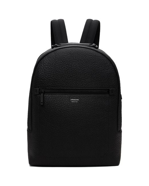 Ferragamo Black Leather Backpack for men