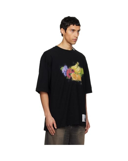 Maison Mihara Yasuhiro Black Fruit Printed T-Shirt for men