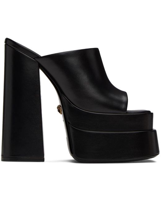 Versace Black Platform Heeled Sandals