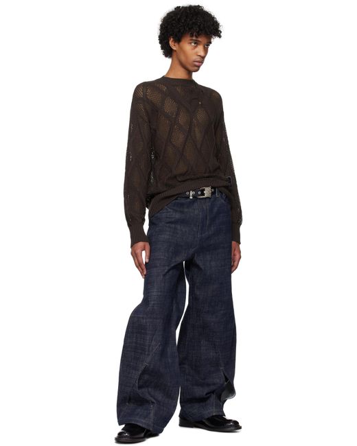 【NULLUS】DECONSTRUCTED LOGENZE SWEATER 2 Nullus Gray Deconstructed Logenze Knitted Sweater In Cold