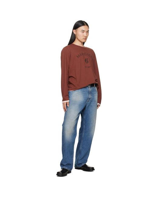 MM6 by Maison Margiela Red Long-Sleeved Reversible T-Shirt for men