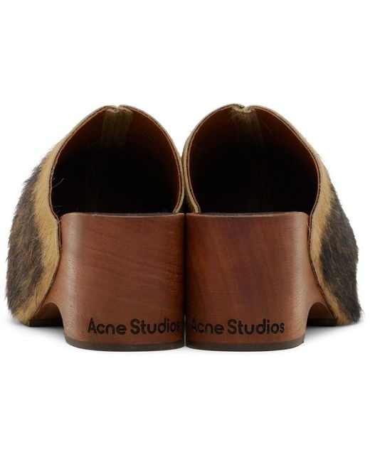 Acne Studios Hairy Wood Clogs in Black | Lyst