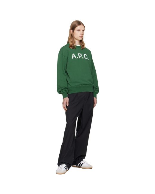 Pull Molletonné Rétro Vert À Logo A.P.C. pour homme en coloris Green