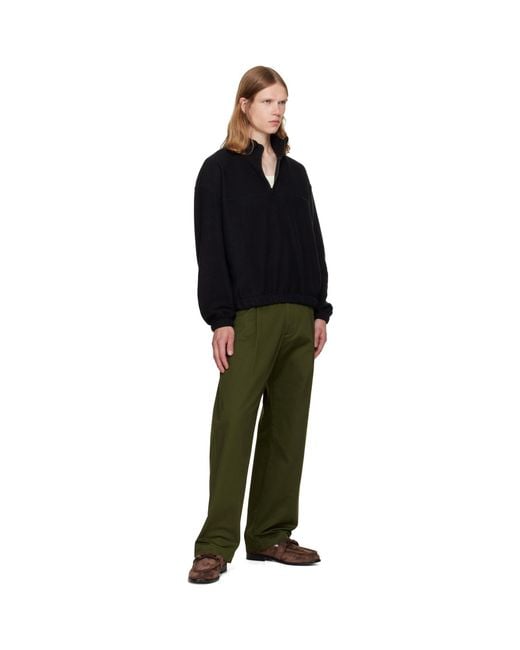 vowels Green Pleated Trousers for men