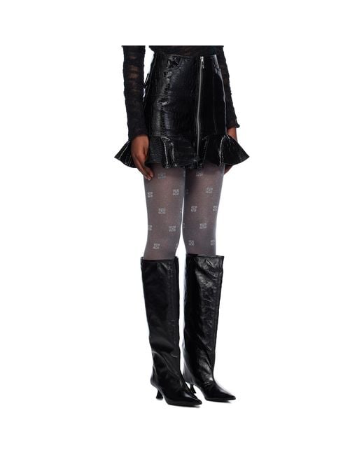 Ganni Black Future Coated Faux-Leather Miniskirt
