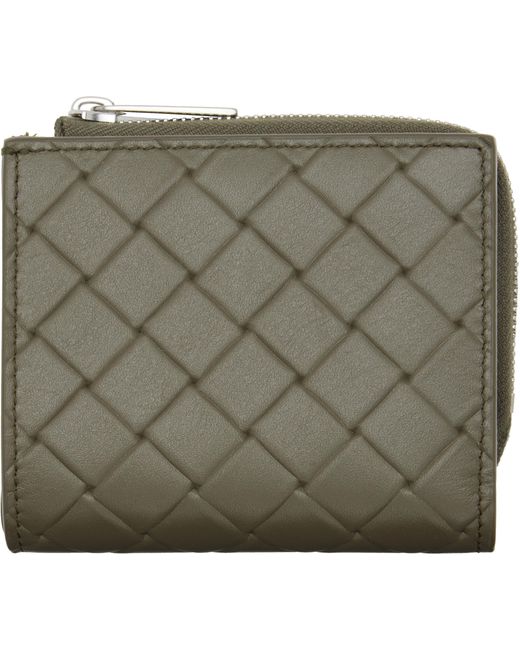 Bottega Veneta メンズ グリーン カーキ Intrecciato Stamp 二つ折り 