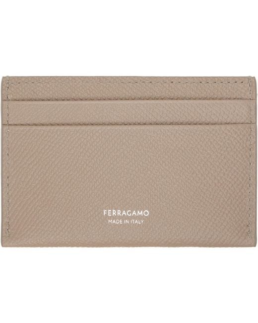 Ferragamo Natural Taupe Gancini Credit Card Holder