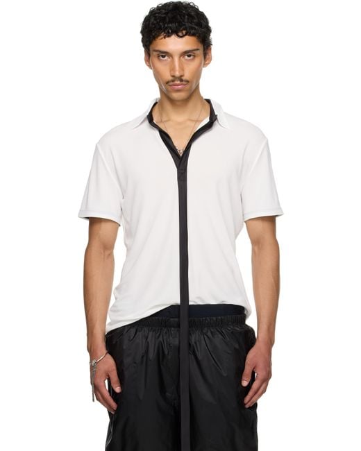 AARON ESH Black Ssense Exclusive Satin Strip Polo for men