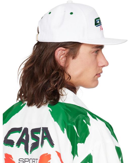 メンズ Casablancabrand ホワイト Casa Racing ロゴ刺繍 キャップ Green