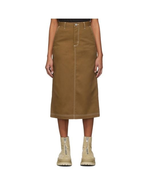 Carhartt WIP Brown Denim Pierce Skirt | Lyst