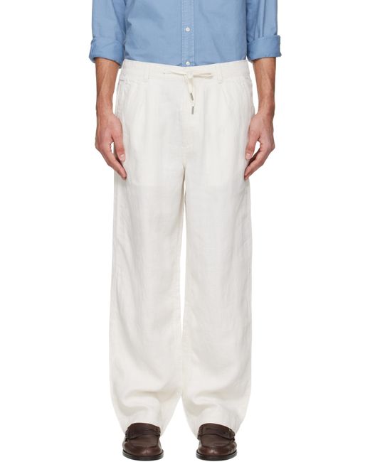 Polo Ralph Lauren White Off- Lateef Slim Tapered-Fit Linen Trousers for men