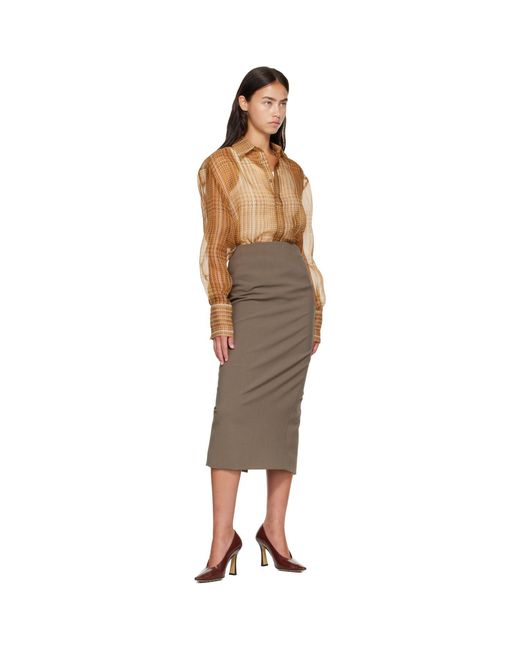 Mugler Brown Tan Sheer Organza Shirt