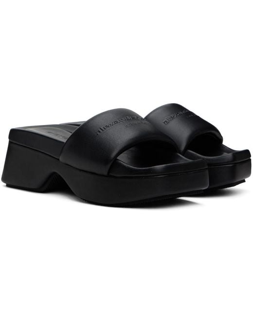 Alexander Wang Black Platform Sheep Leather Float Slides