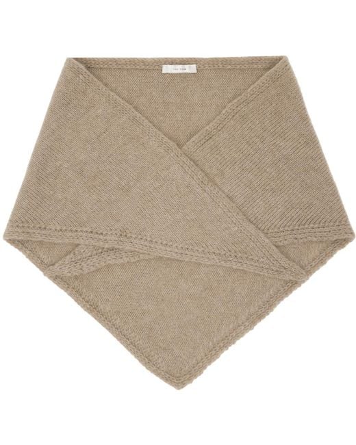 The Row Natural Brushed Knit Cashmere Triangular Scarf