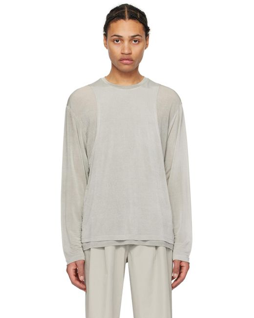 Amomento Gray Oversized Long Sleeve T-shirt for men