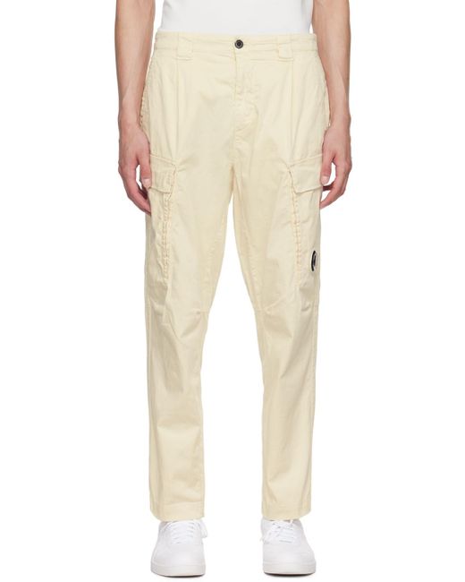 C P Company Natural Off- Loose Cargo Pants for men