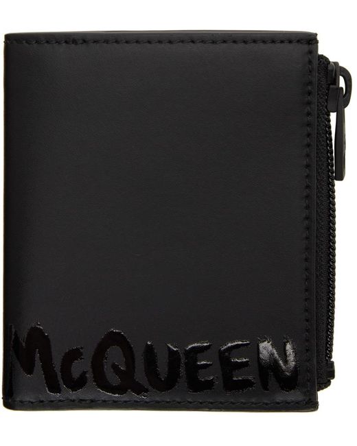 Alexander McQueen Leather Graffiti Bifold Wallet in Black for Men Lyst