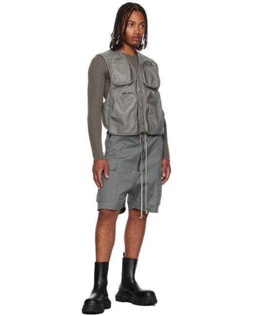 Rick Owens Black Concordians Cargobela Cargo Shorts for men