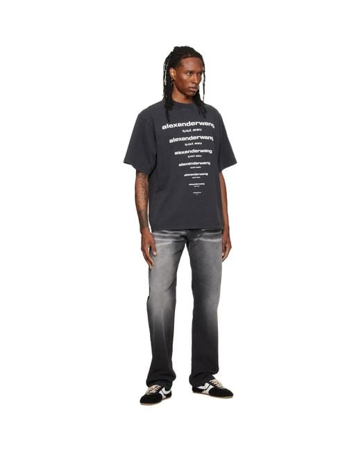 Alexander Wang Black Gradient Logo Short Sleeve T-Shirt for men