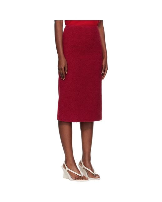 Pushbutton Red Fleece Combi H-Line Midi Skirt