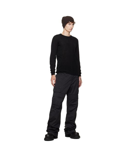 Rick Owens Black Tower Stefan Cargo Pants for men
