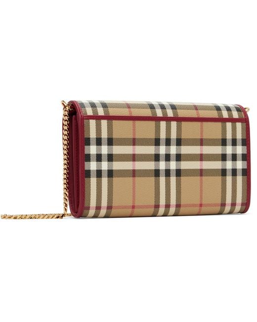 Burberry Black Check Chain Strap Wallet Bag
