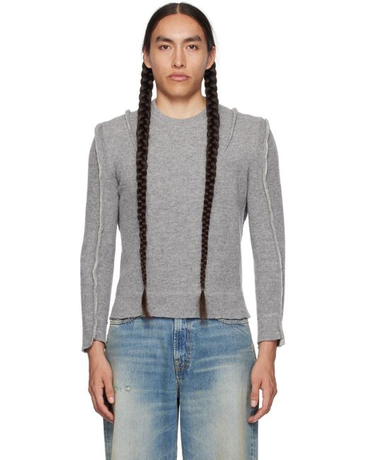 R13 Black Gray Flat Sleeve Sweater for men