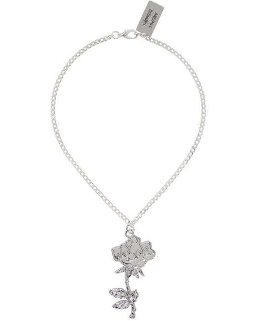 Chopova Lowena White Rose Small Chain Necklace
