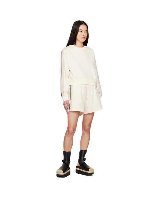 Moncler White Off- Striped Trim Shorts