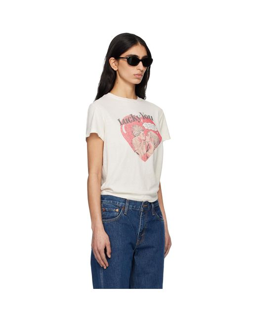 Re/done Blue Off- Classic 'Lucky You' T-Shirt