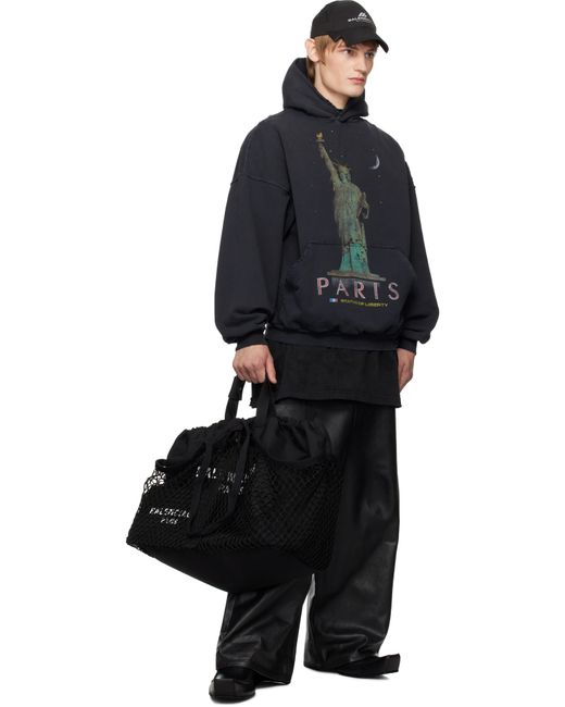 メンズ Balenciaga ブラック Paris Liberty フーディ Blue