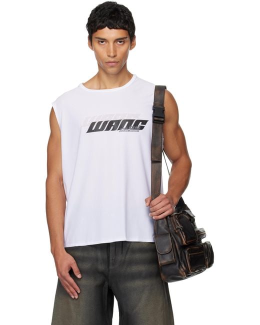Alexander Wang White Graphic Logo Muscle Tank Top for men
