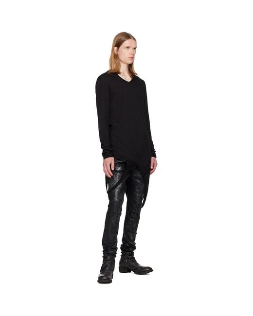 Julius Black Coated Bending Skinny Jeans for men