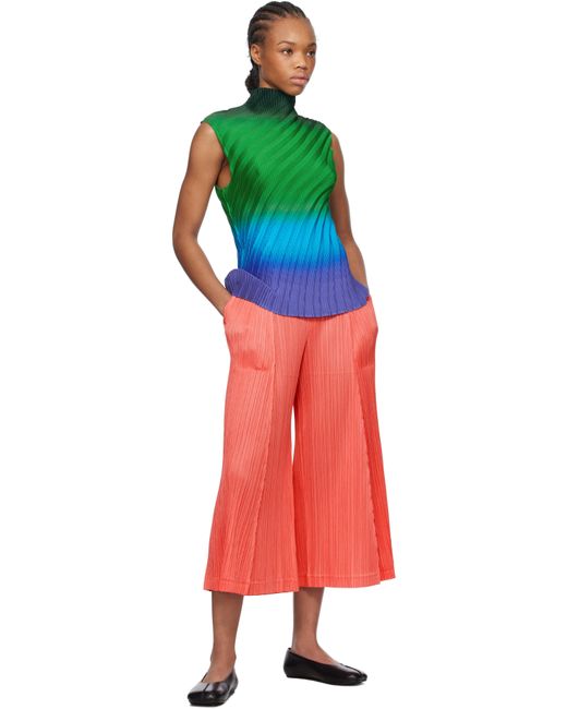 Pleats Please Issey Miyake Red Thicker Bottoms 1 Trousers