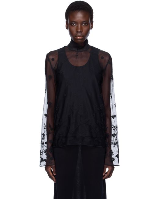 TOTEME Floral Tulle Blouse in Black | Lyst Canada