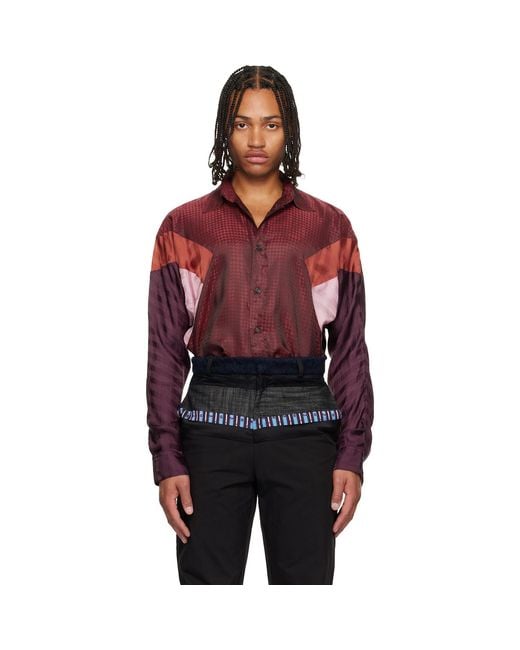 Edward Cuming Red Burgundy Sag Arm Flex Shirt for men