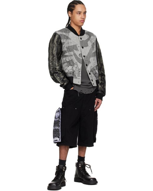 メンズ Who Decides War ブラック Side Embroidery デニムショートパンツ Black