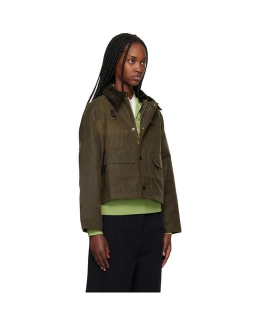 Barbour Black Khaki Spey Slim Waxed Jacket