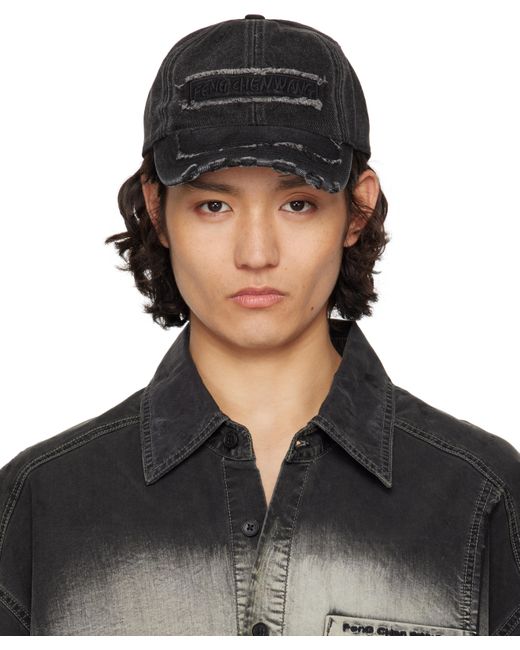 Feng Chen Wang Black Denim Baseball Cap for men